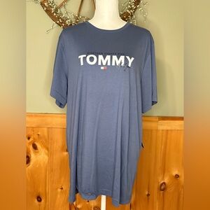 NWT Tommy Hilfiger Men's Short Sleeve T Shirt Logo Crew Neck Size L Vintage Blue